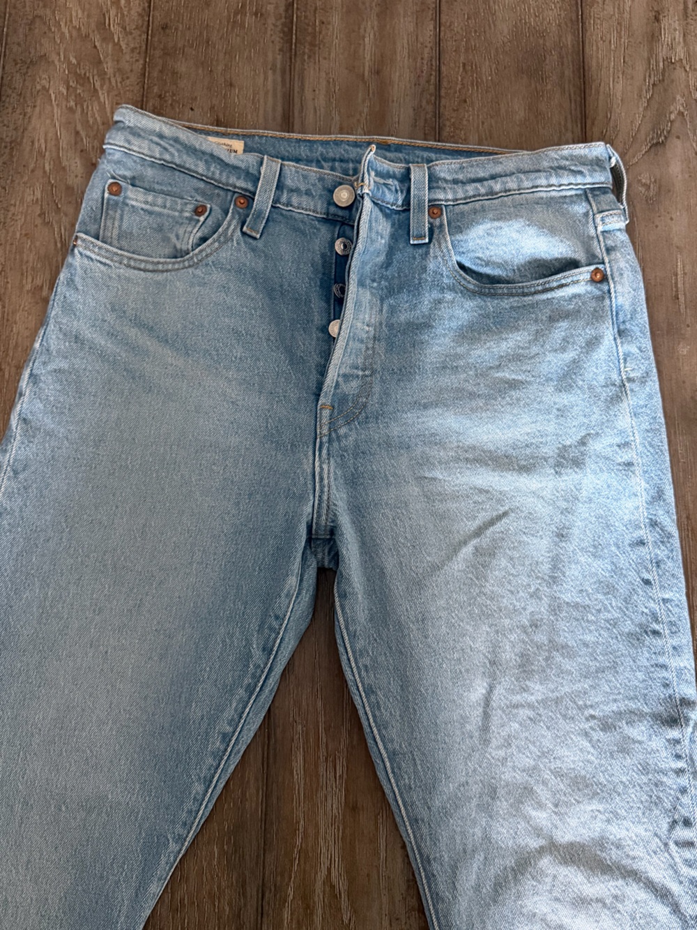 Light Blue 501 Premium Denim Jeans - Skinny Classic Button-Fly - Picture 3 of 14